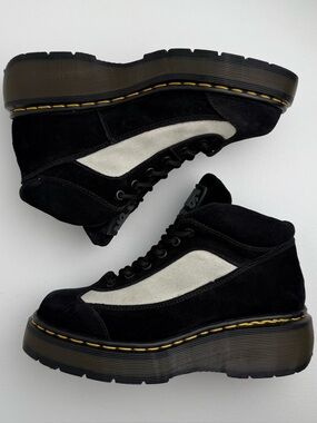 Vintage Dr. Martens 8592 MIE Black Suede Leather Y2K Platform Boots UK 6